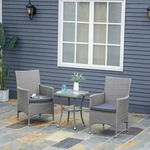 Outsunny Rattan, Grau, Metall, Gartenm&ouml;bel, Gartenm&ouml;bel-Sets