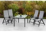 Gardenson Gartenklappsessel, Graphit, Dunkelgrau, Metall, Textil, eckig, 63x118x73