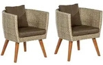 Gardenson Gartensessel-Set Imperia, Beige, Braun, Holz, Metall, Kunststoff, Akazie,