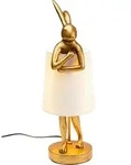 Kare-Design Tischleuchte, Gold, Wei&szlig;, Fell, Kunststoff, 17x50x20 cm, Lampen &