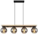 Globo H&auml;ngeleuchte Conni, Natur, Schwarz, Holz, Metall, Glas, 15x120x85 cm, beliebig