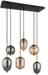 Globo H&auml;ngeleuchte, Schwarz, Messing, Metall, Glas, 34x120x80 cm, Lampen & Leuchten,