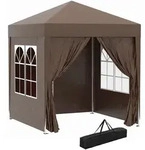 Outsunny Faltpavillon,, Braun, Metall, 200x240x200 cm, Sonnen- & Sichtschutz,