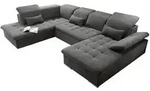 Mid.you Wohnlandschaft, Dunkelgrau, Kunststoff, Uni, Ottomane links, U-Form, links