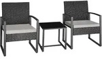 tectake Rattan, Hellgrau, Schwarz, Textil, Rechteckig, Gartenm&ouml;bel,