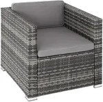 tectake Rattansessel, Grau, Kunststoff, 70x65x69 cm, Gartenm&ouml;bel, Gartenst&uuml;hle,