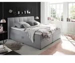 Mid.you Boxspringbett, Grau, Kunststoff, H2, 180x200 cm, gepolstertes Kopfteil,