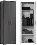 Mokebo Mehrzweckschrank, Schwarz, Holzwerkstoff, 4 F&auml;cher, 60x180x34 cm,