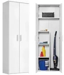 Mokebo Besenschrank, Wei&szlig;, Holzwerkstoff, 4 F&auml;cher, 60x180x34 cm, Waschk&uuml;che,