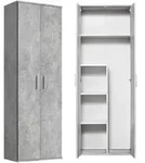 Mokebo Besenschrank, Grau, Holzwerkstoff, 4 F&auml;cher, 60x180x34 cm, Waschk&uuml;che,