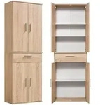 Mokebo Mehrzweckschrank, Sonoma Eiche, Holzwerkstoff, 3 F&auml;cher, 60x180x34 cm,