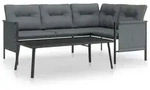 vidaXL 2-Tlg., Dunkelgrau, Metall, rechteckig, Loungem&ouml;bel, Gartenlounge-Sets