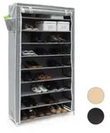 Relaxdays Schuhschrank, Anthrazit, Textil, Metall, Kunststoff, 88x161x30 cm,