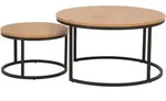 Mid.you Couchtisch Spiro, Schwarz, Wildeiche, Metall, Holzwerkstoff, Uni, rund,