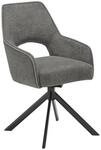 SetOne by Musterring Armlehnstuhl, Anthrazit, Schwarz, Metall, Textil, Drehkreuz,