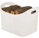 Relaxdays Holzkorb, Creme, Kunststoff, Wellpappe, Metall, 53.5x36x41 cm, Kleinm&ouml;bel,