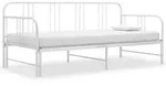 vidaXL Ausziehsofa, Wei&szlig;, Metall, Schlafzimmer, Betten