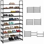 Relaxdays Schuhregal, Schwarz, Metall, Kunststoff, 93x175.5x30.5 cm, Garderobe,