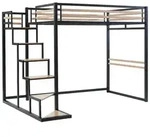 Vente-Unique Hochbett, Schwarz, Metall, Uni, 2-Sitzer, Kinder- & Jugendzimmer,