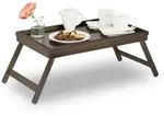 Relaxdays Betttablett, Dunkelbraun, Holz, Holzwerkstoff, Schlafzimmer, Betten