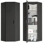 Mokebo Eckschrank, Schwarz, Holzwerkstoff, 4 F&auml;cher, 60x180x34 cm, Waschk&uuml;che,