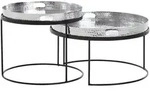 Mid.you Couchtischset, Silber, Metall, 2-teilig, rund, rund, 46x41x46 cm, abnehmbares