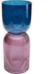 Kare-Design Vase, Blau, Lila, Glas, 16x40x16 cm, zum Stellen, Dekoration, Vasen,