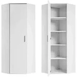 Mokebo Eckschrank, Wei&szlig;, Holzwerkstoff, 4 F&auml;cher, 60x180x34 cm, Waschk&uuml;che,