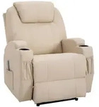 Homcom Massagesessel, Beige, Metall, Echtholz,Eukalyptusholz, 1-Sitzer, F&uuml;llung: