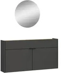 Garderobe GW-Ameca, Graphit, Eiche, Glas, Holzwerkstoff, 2-teilig, 110x200x22 cm,