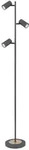 Globo Stehleuchte, Graphit, Natur, Metall, 23x154x25 cm, verstellbare Spotlights, mit