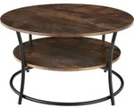 tectake Couchtisch, Rost, Holzwerkstoff, Rund, 80x46x80 cm, Wohnzimmer,
