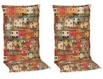 Gardenson Sesselauflage, Gelb, Orange, Rot, Textil, H&auml;uschen, F&uuml;llung: Schaumstoff,