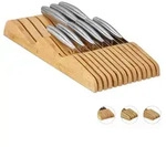 Relaxdays Messerblock, Hellbraun, Holz, 17x5x40 cm, Kochen, K&uuml;chenmesser,