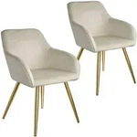 tectake Esszimmerstuhl, Creme, Gold, Textil, 58x82x62 cm, Esszimmer, St&uuml;hle,