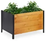 Relaxdays Hochbeet, Mehrfarbig, Holz, Metall, Textil, 78x48x51 cm, Gartenzubeh&ouml;r,