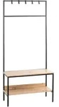 Garderobe, Schwarz, Eiche, Metall, Holzwerkstoff, 80x180x35 cm, Garderobe,