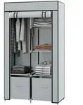 Homcom Stoffschrank,, Hellgrau, Metall, 42.5x162.5x83 cm, Schlafzimmer,