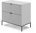 Vicco Nachttisch, Grau, Holzwerkstoff, 2 F&auml;cher, 2 Schubladen,