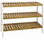 Regal, Natur, Wei&szlig;, Holzwerkstoff, Bambus, massiv, 3 F&auml;cher, 70x54x26 cm,