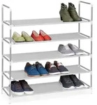 Relaxdays Schuhregal, Wei&szlig;, Textil, Metall, Kunststoff, 87x90.5x29.5 cm,...