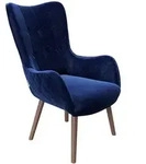 Playboy Ohrensessel Lesesessel, Blau, Holz, Birke, vollmassiv, Vintage,...