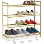 Relaxdays Schuhregal, Gold, Metall, Kunststoff, 70x70x26 cm, Garderobe,
