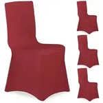 Relaxdays 4Xstuhlhussen, Dunkelrot, Textil, Kunststoff, 60x57 cm, Wohntextilien,