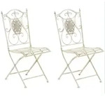 CLP Gartenklappstuhl, Creme, Metall, 42x91x49 cm, Gartenm&ouml;bel, Gartenst&uuml;hle,