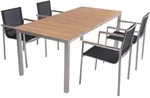 Gardenson Gartentischgruppe, Natur, Silber, Dunkelgrau, Holz, Metall, Kunststoff,