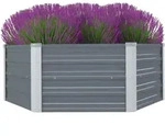 vidaXL Hochbeet, Grau, Metall, Freiform, 129x46x129 cm, Gartenzubeh&ouml;r, Hochbeete