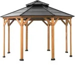 Modante Pavillon, Holz, Zeder, 396x318x396 cm, wetterfest, Sonnen- & Sichtschutz,