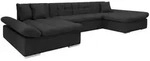 Mirjan24 Wohnlandschaften, Schwarz, Kunststoff, 7-Sitzer, U-Form,Rechteckig,