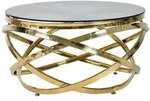 Livetastic Couchtisch, Grau, Gold, Metall, Glas, rund, rund, 80x42x80 cm, Wohnzimmer,